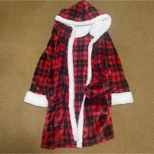 Red checkered print robe